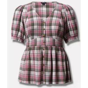 Torrid Plaid Babydoll Top, size 1 (1X)